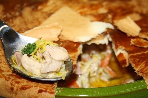 Rabbit ragout with puff pastry crust